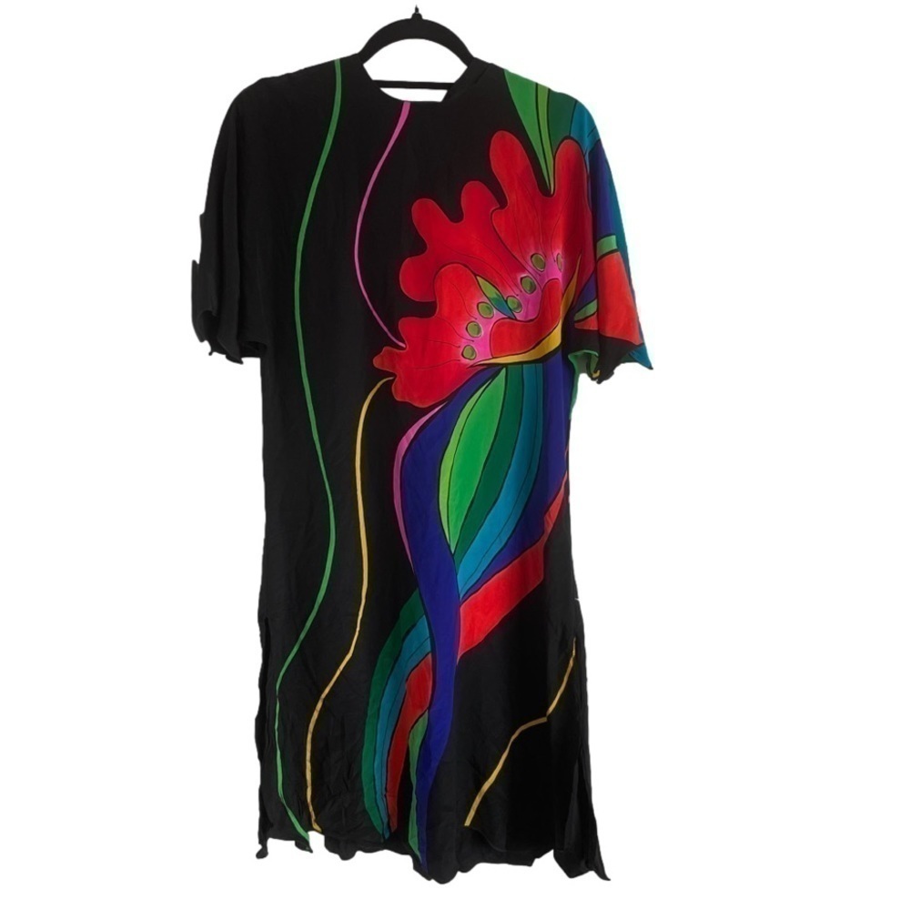 Yolanda Lorente Vintage 100% Silk Hand Painted Dress